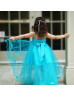 3D Flowers Blossom Tulle Curly Hem Fairy Flower Girl Dress